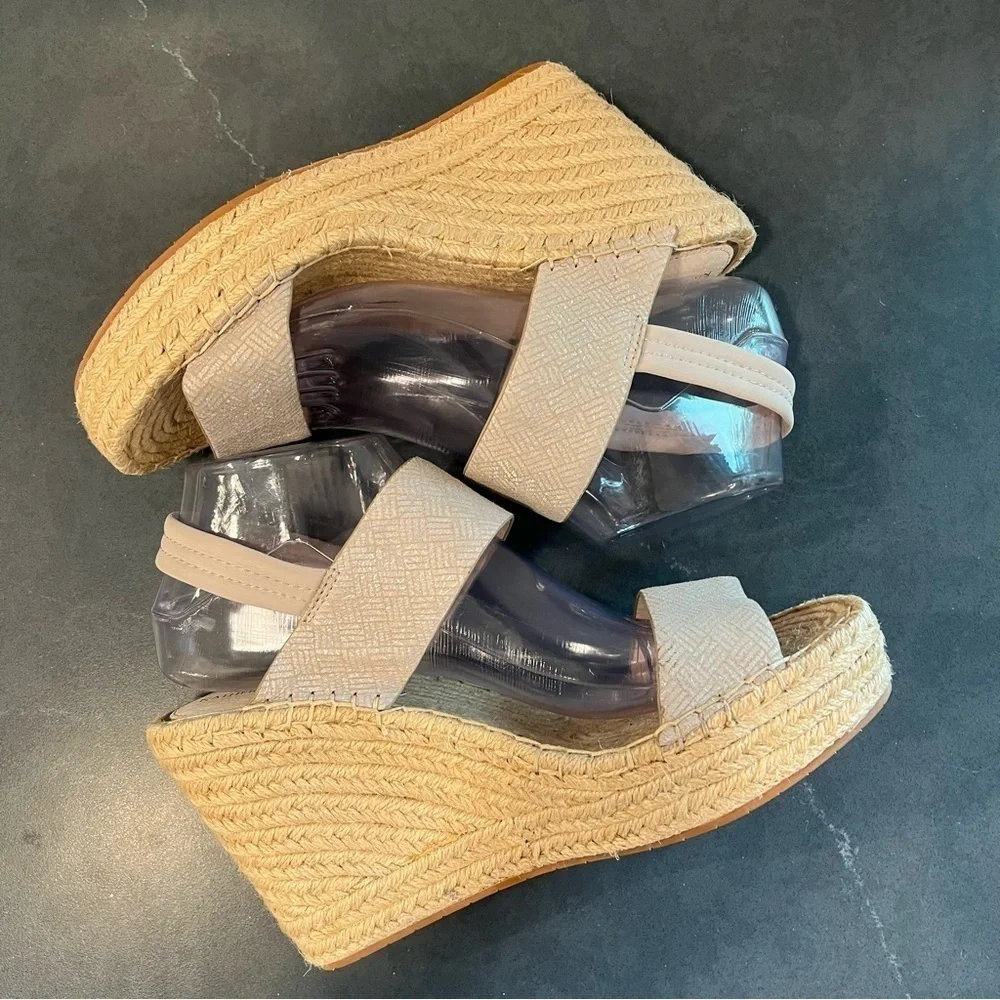 NWOT Katherine Kelly sz 8.5 Orla leather wedge espadrille sandals